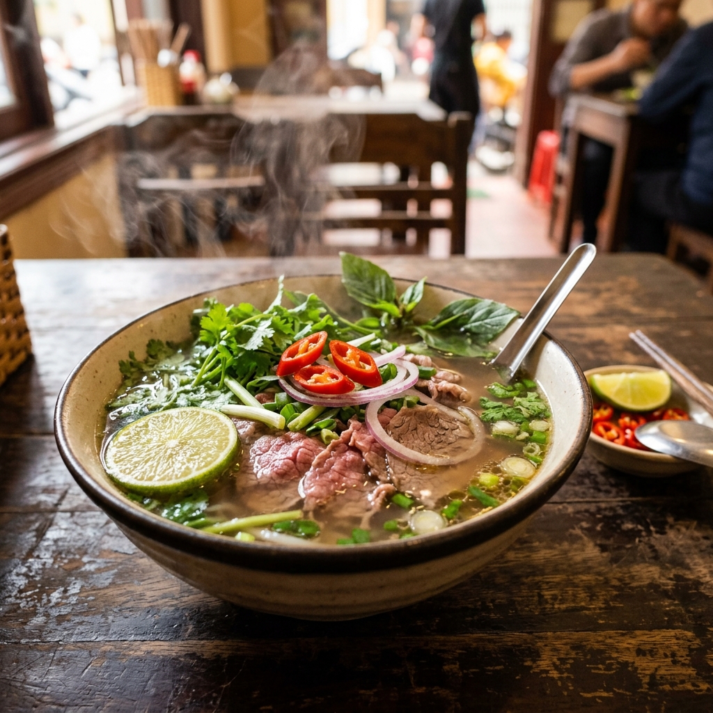 Traditional bowl of Vietnamese Pho soup